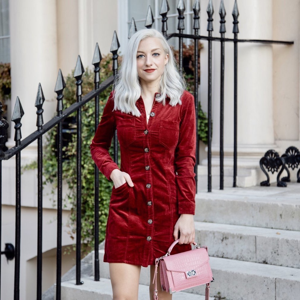 BURGUNDY ZARA CORDUROY MINI DRESS